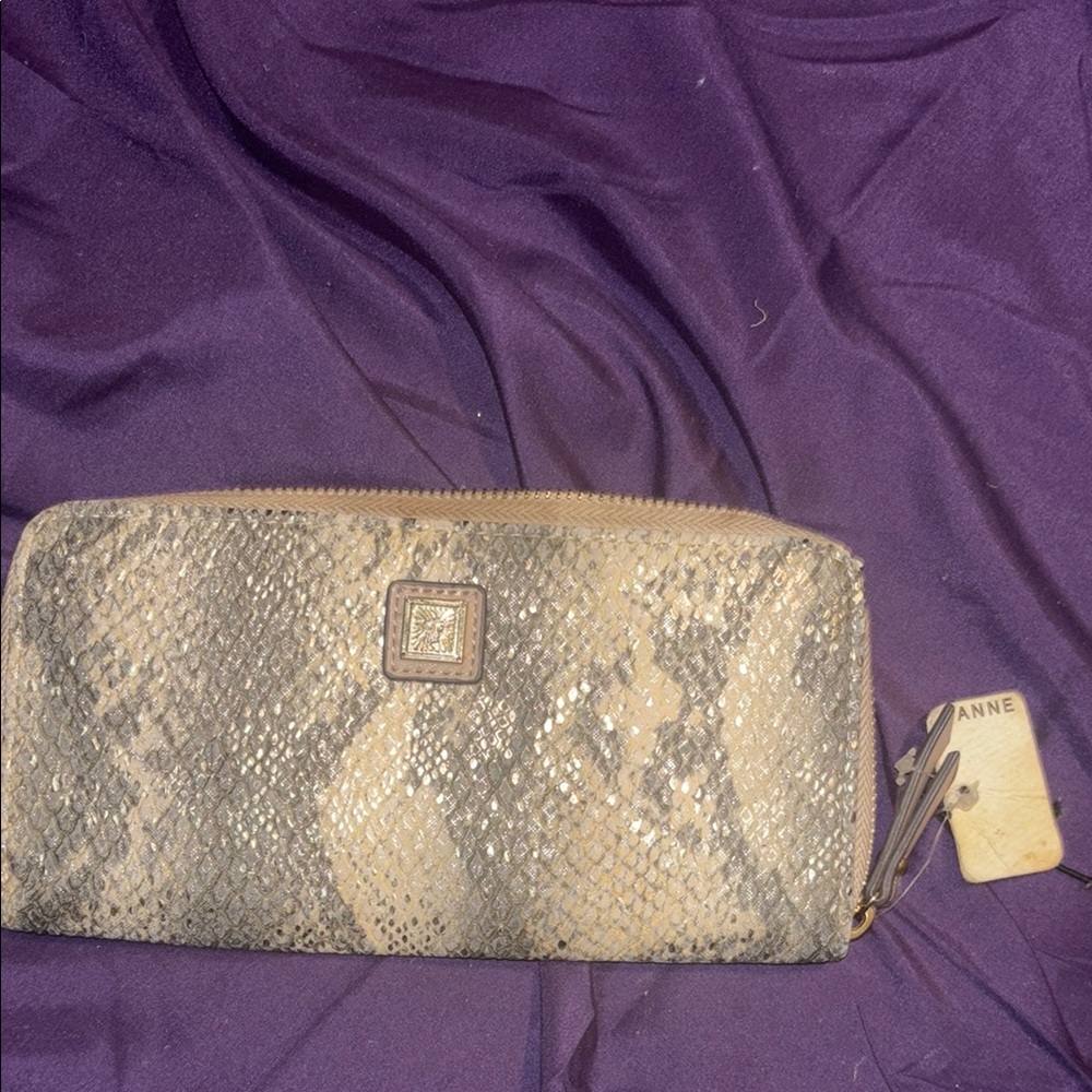 Anne Klein Tan Snake Print Women's Clutch